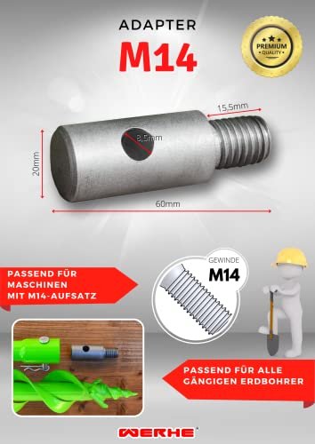 WERHE® Adapter M14 für Erdbohrer – Rührwerksadapter aus Hartstahl - Image 7