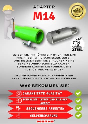 WERHE® Adapter M14 für Erdbohrer – Rührwerksadapter aus Hartstahl - Image 9