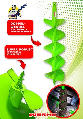 WERHE® Profi Bohrer Starker Stahl, Erdbohrer für bohrmaschine 250 mm Doppel-Welle extrem robust mit Stihl Adapter - Pfahlbohrer Brunnenbohrer präzise Bohrspitze. - Image 7
