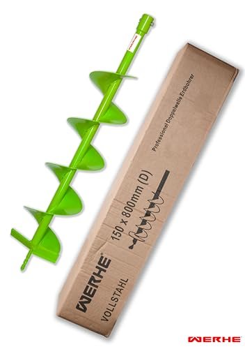 WERHE® Profi Bohrer VollStahl, Erdbohrer für bohrmaschine 150 mm Extrem robust mit m14 Adapter - Pfahlbohrer Brunnenbohrer präzise Bohrspitze. - Image 3