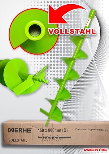 WERHE® Profi Bohrer VollStahl, Erdbohrer für bohrmaschine 150 mm extrem robust mit SDS Max Adapter - Pfahlbohrer Brunnenbohrer präzise Bohrspitze. - Image 4
